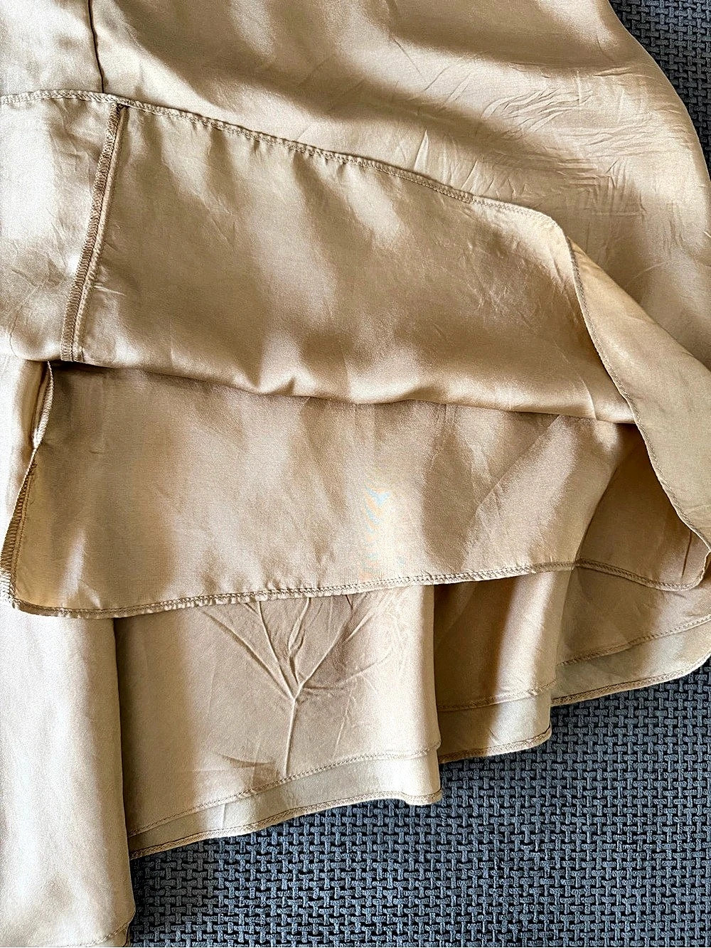 Tara Jarmon 100% Silk Asymmetric Midi Skirt Rosette Ribbon M Whimsygoth Romantic - Picture 8 of 16